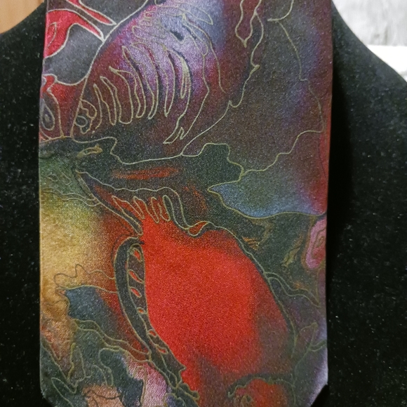 Artisian Designed by Grace Newburger " Gulf Shores" Men's  Silk Tie - Picture 2 of 4